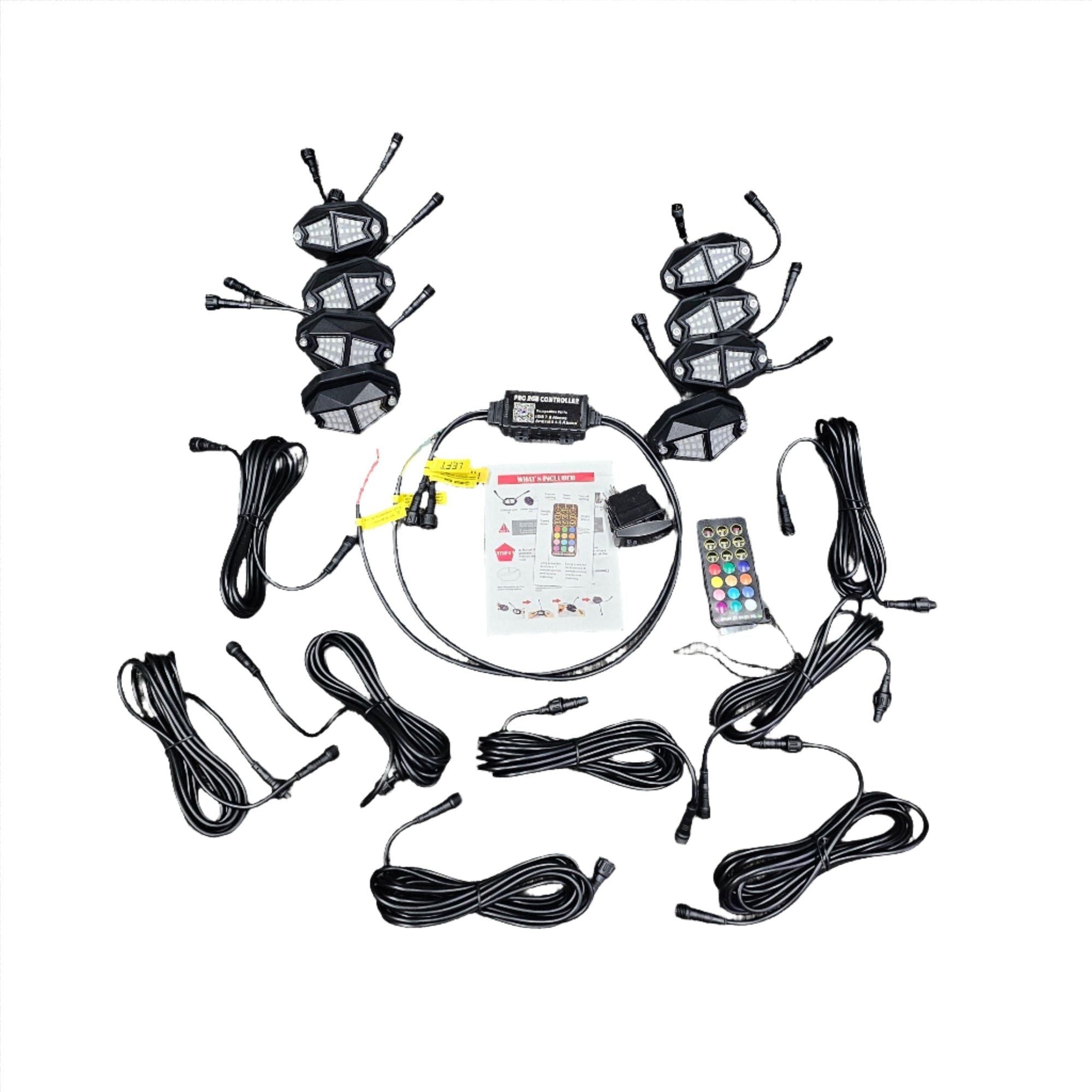 Install UTV 8-Pod Rock Light kit (Bluetooth App Controls)