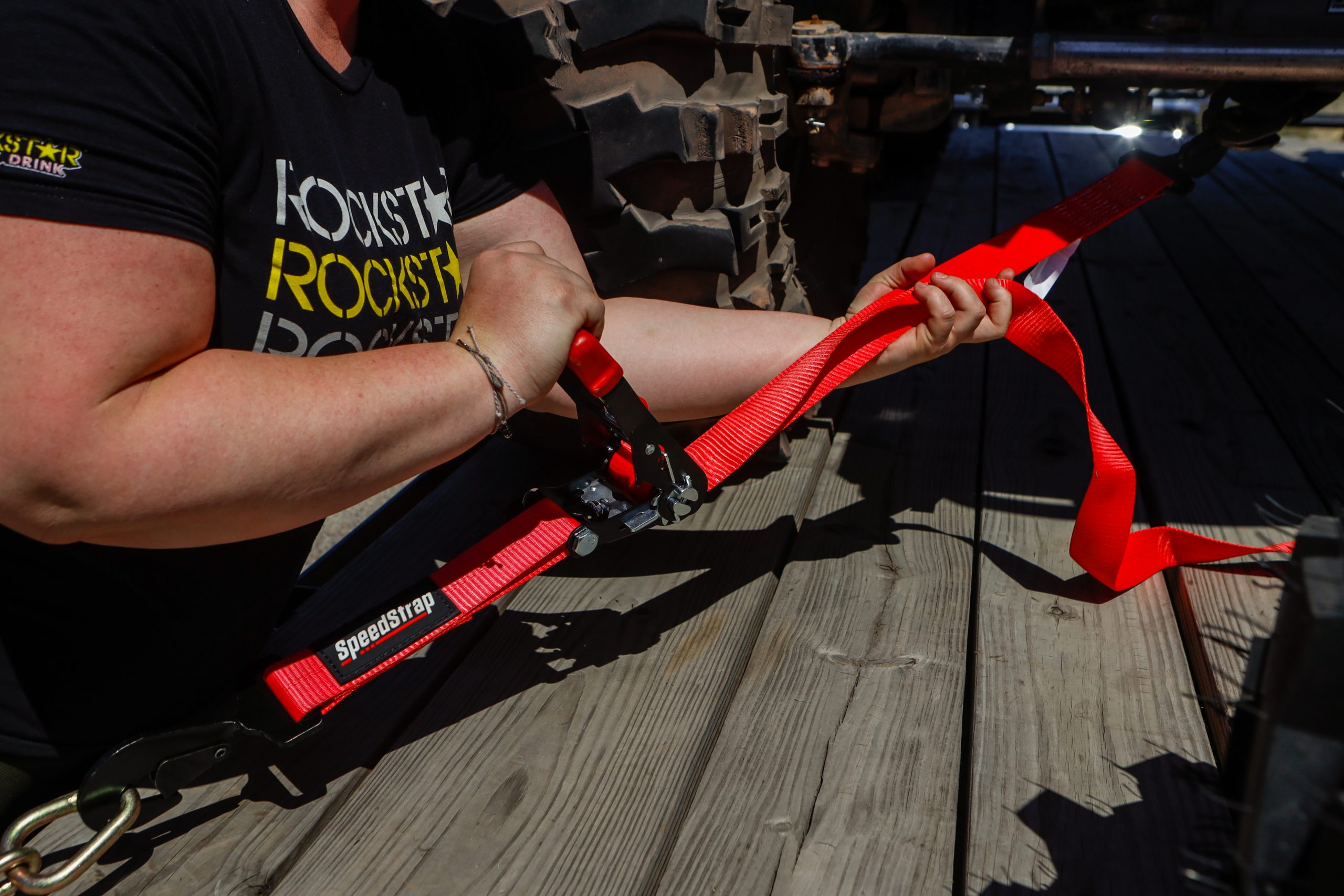 2" x 10' Ratchet Tie Down w/ Twisted Snap Hooks & Axle Strap Combo, Black - SpeedStrap