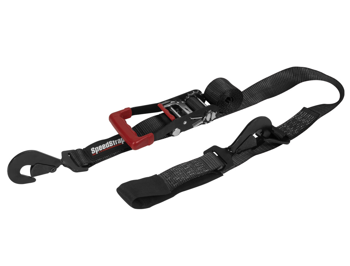 2" x 10' Ratchet Tie Down w/ Twisted Snap Hooks & Axle Strap Combo, Black - SpeedStrap