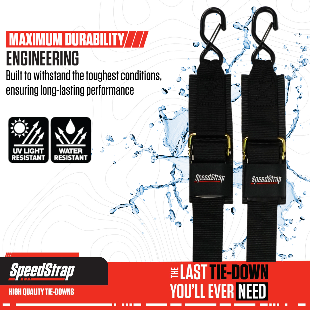2” x 4’ Marine Transom Tie-Down Straps with Snap S-Hooks (2 Pack) - SpeedStrap