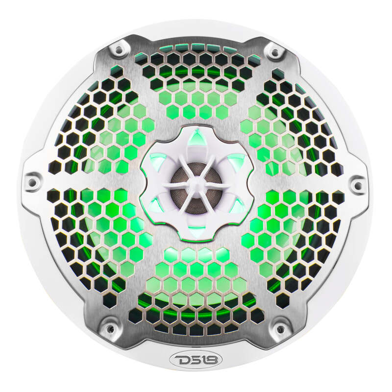 DS18 NXL-M Series Speaker w/ RGB LED Lights 8in 2-Way 125 Watts RMS 4 ohm White w/ Cover