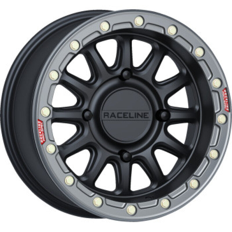 Raceline A14BG Alpha 15x10in/4x137 BP/10mm Offset/110.18mm Bore- Blk & Gunmetal Ring Beadlock Wheel