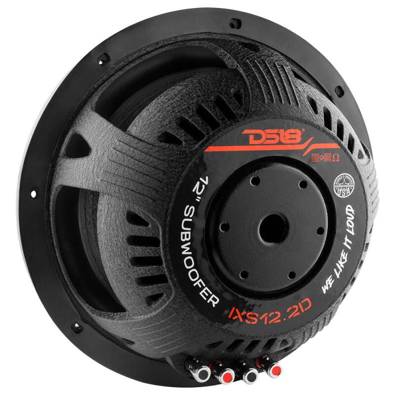 DS18 12in 800 Watts RMS 2 ohm DVC Shallow Mount Fiber Glass Subwoofer IXS Series