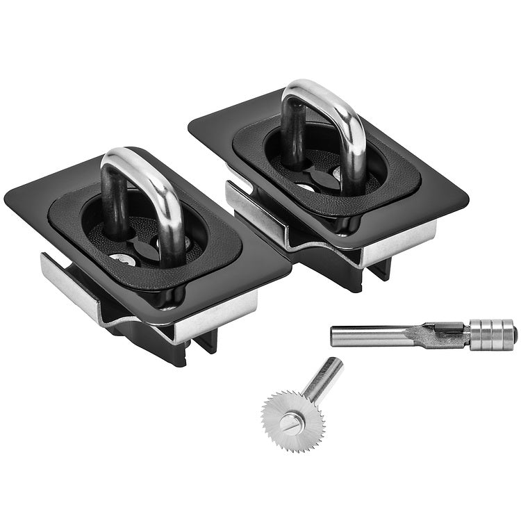 Gunmetal Flush Fit Retractable Tie-Down Anchors | 1995+ Dodge RAM with Dually Bed | - SpeedStrap