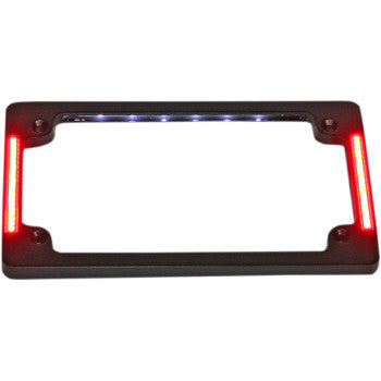 Custom Dynamics Tri-Horizontal Motorcycle Plate Frame with Flush-Mount LEDs and LED Plate Illumination