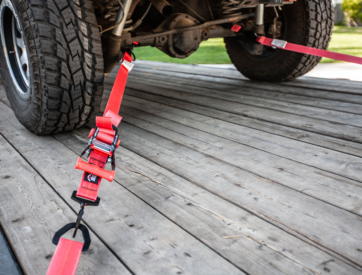 2" x 10' Ratchet Tie Down w/ Twisted Snap Hooks & Axle Strap Combo, Black - SpeedStrap