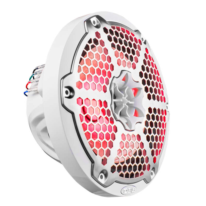 DS18 NXL-M Series Speaker w/ RGB LED Lights 8in 2-Way 125 Watts RMS 4 ohm White w/ Cover