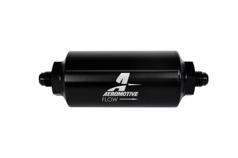 Aeromotive In-Line Filter - (AN-6 Male) 10 Micron Microglass Element Bright Dip Black Finish