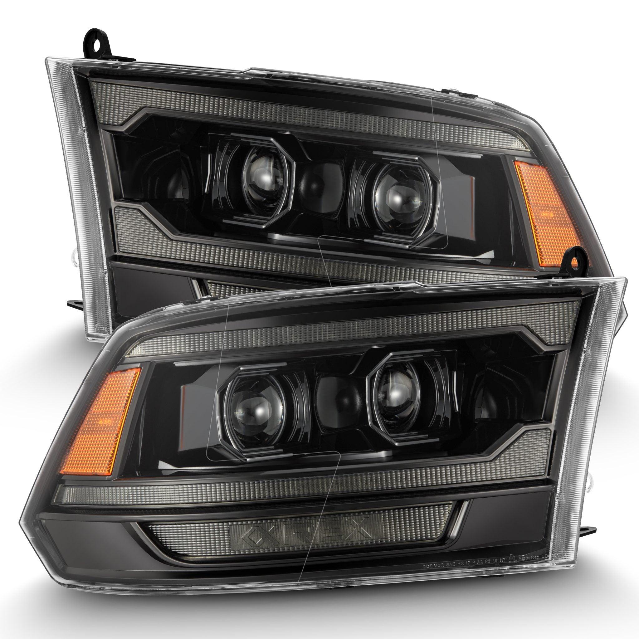 Alpha Rex 09-18 Ram Truck LUXX-Series (5th Gen 2500 G2 Style) LED Projector Headlights Alpha-Black