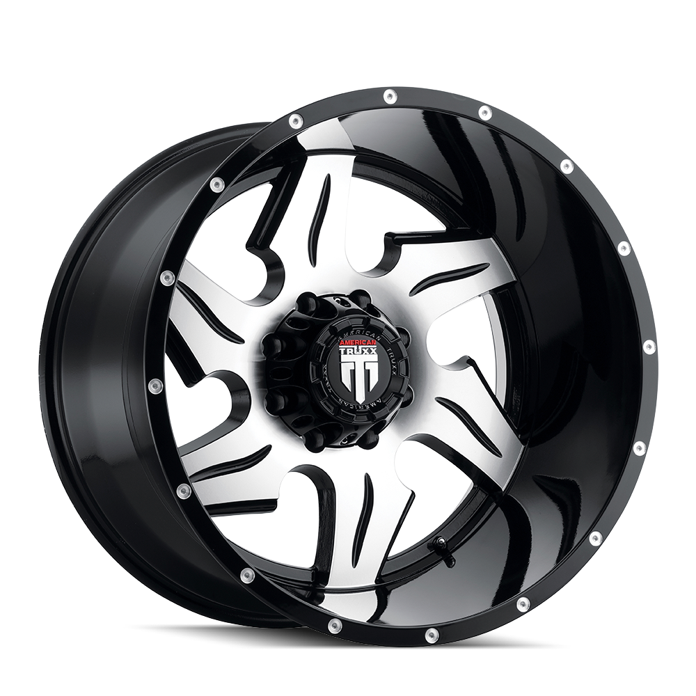 AMERICAN TRUXX AT163-221452M AMERICAN TRUXX NINJA AT163 GLOSS BLACK MILLED 22X14 6-135 -76MM 87.1MM