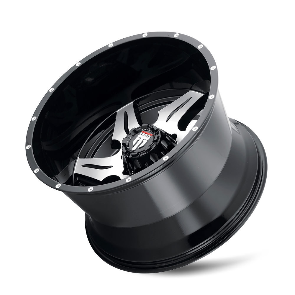 AMERICAN TRUXX AT163-221452M AMERICAN TRUXX NINJA AT163 GLOSS BLACK MILLED 22X14 6-135 -76MM 87.1MM