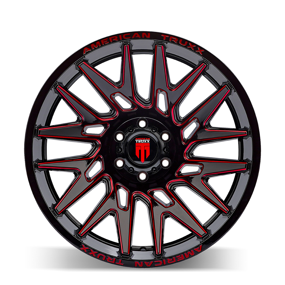 AMERICAN TRUXX AMERICAN TRUXX EVOLUTION AT1919 GLOSS BLACK PRIZM RED 22X12 8-170 -44MM 125.2MM