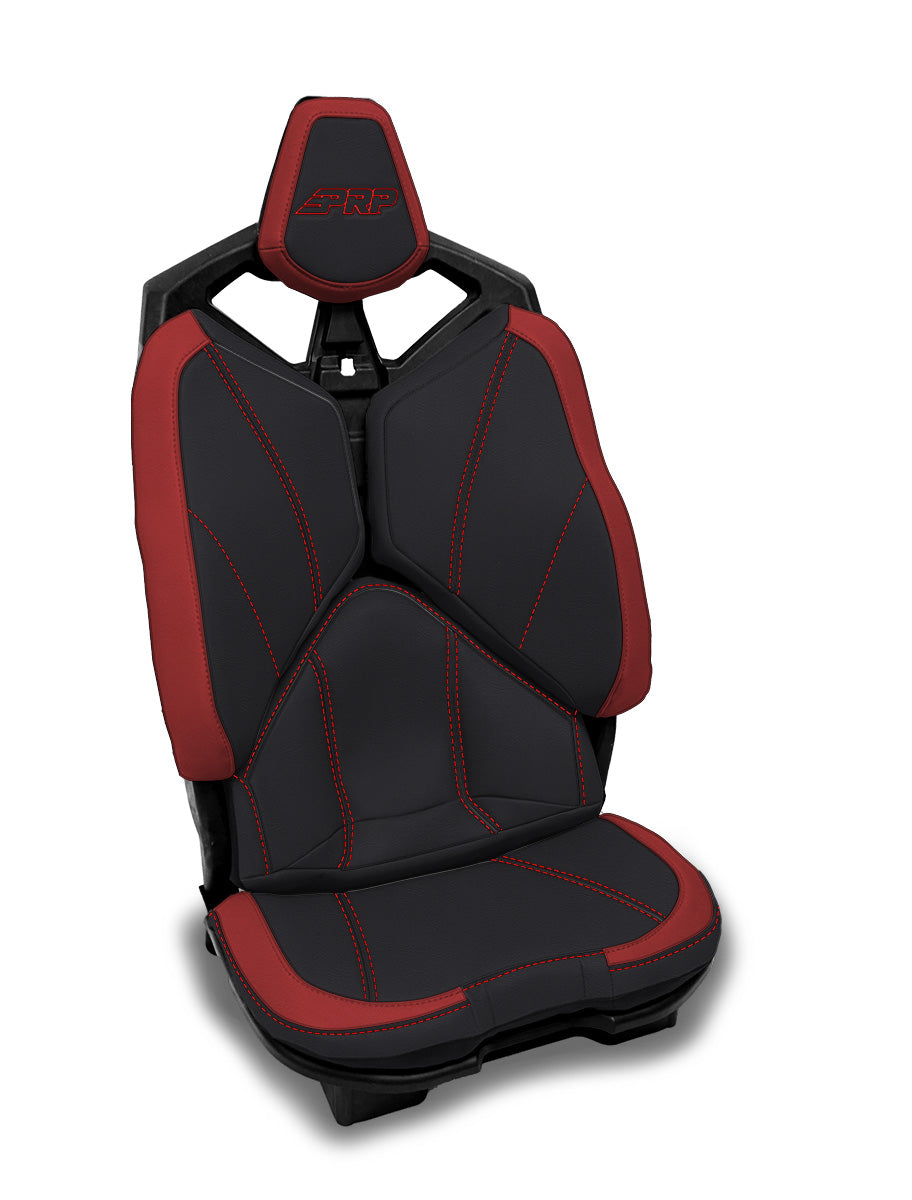 Rear Seat Covers for 2020-2024 Polaris RZR PRO XP4, PRO R4, Turbo R4 (Pair) - Black with Red Stitch