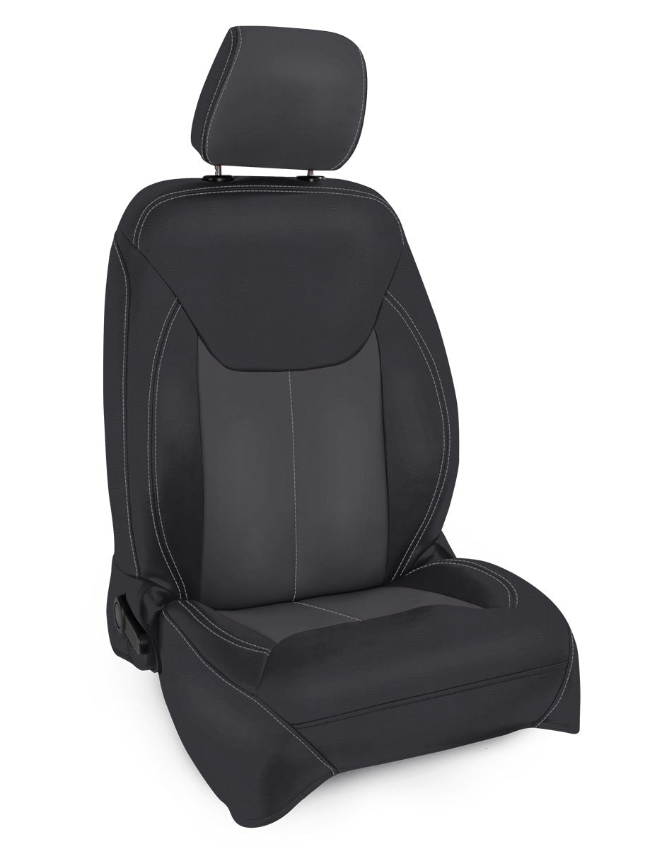 Front Seat Covers for '13–'18 Jeep Wrangler JK, 2 door or 4 door (Pair) - Black with Red Stitching