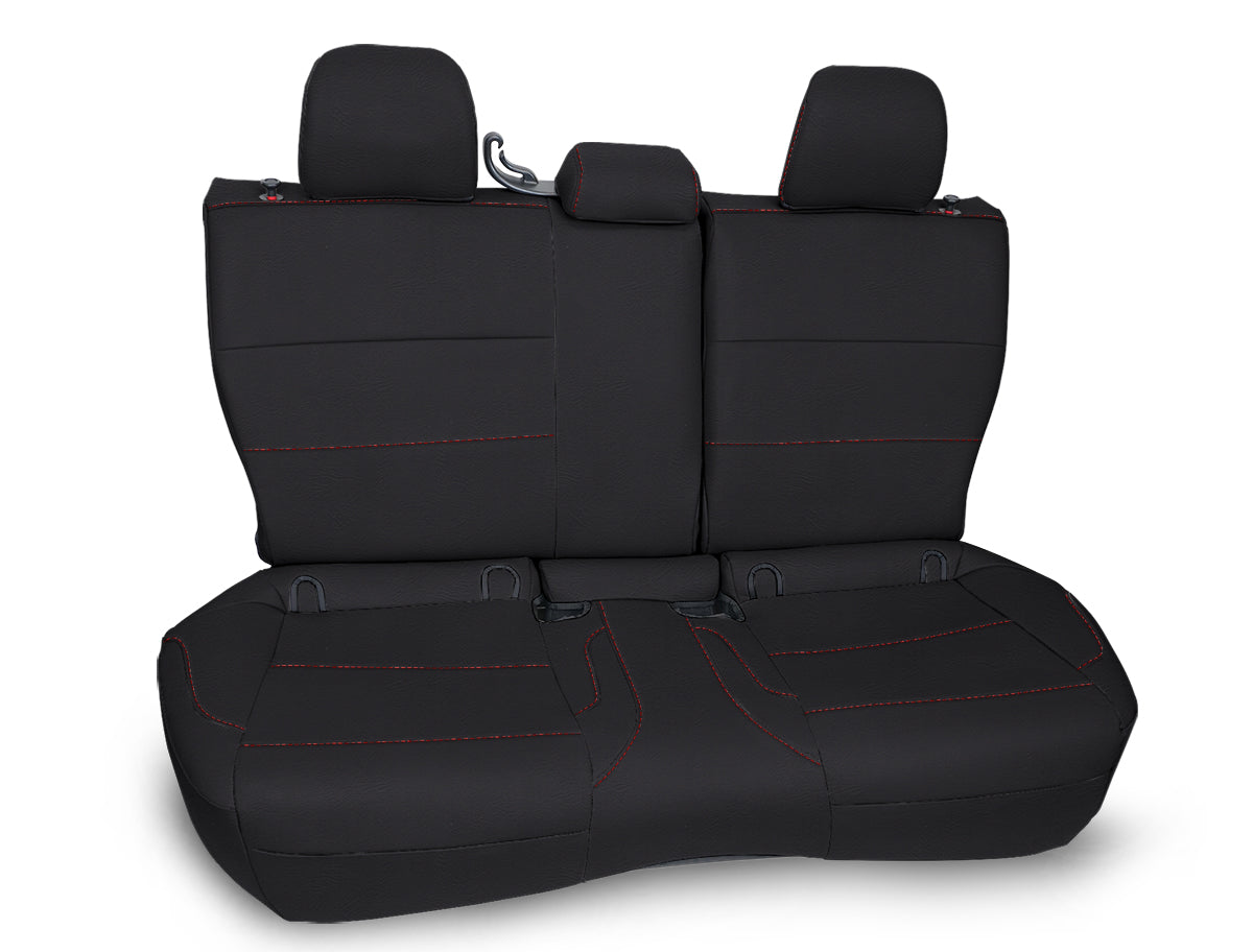 Rear Bench Seat Cover for 2013-2017 Subaru Crosstrek - Black with Red Stitch