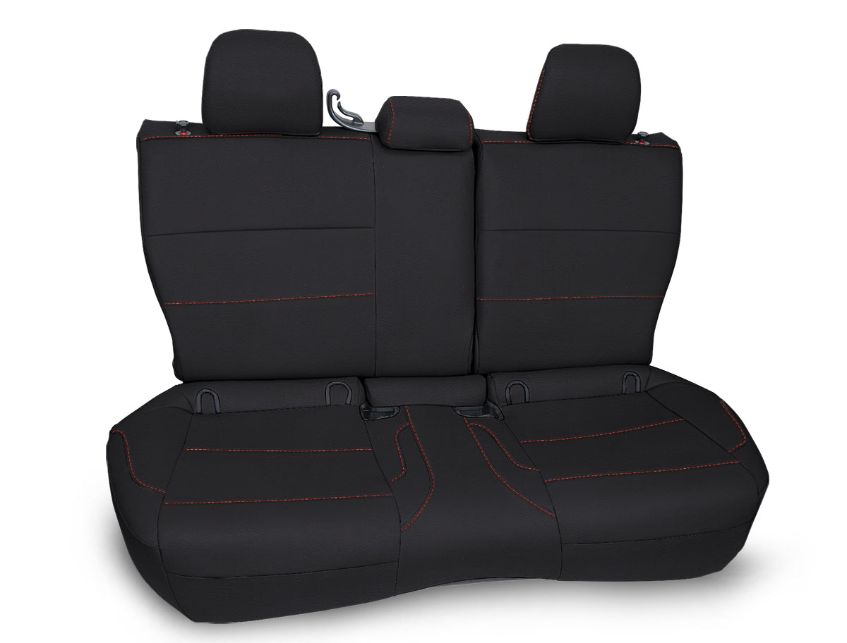 Rear Bench Seat Cover for 2013-2017 Subaru Crosstrek - Black with Red Stitch
