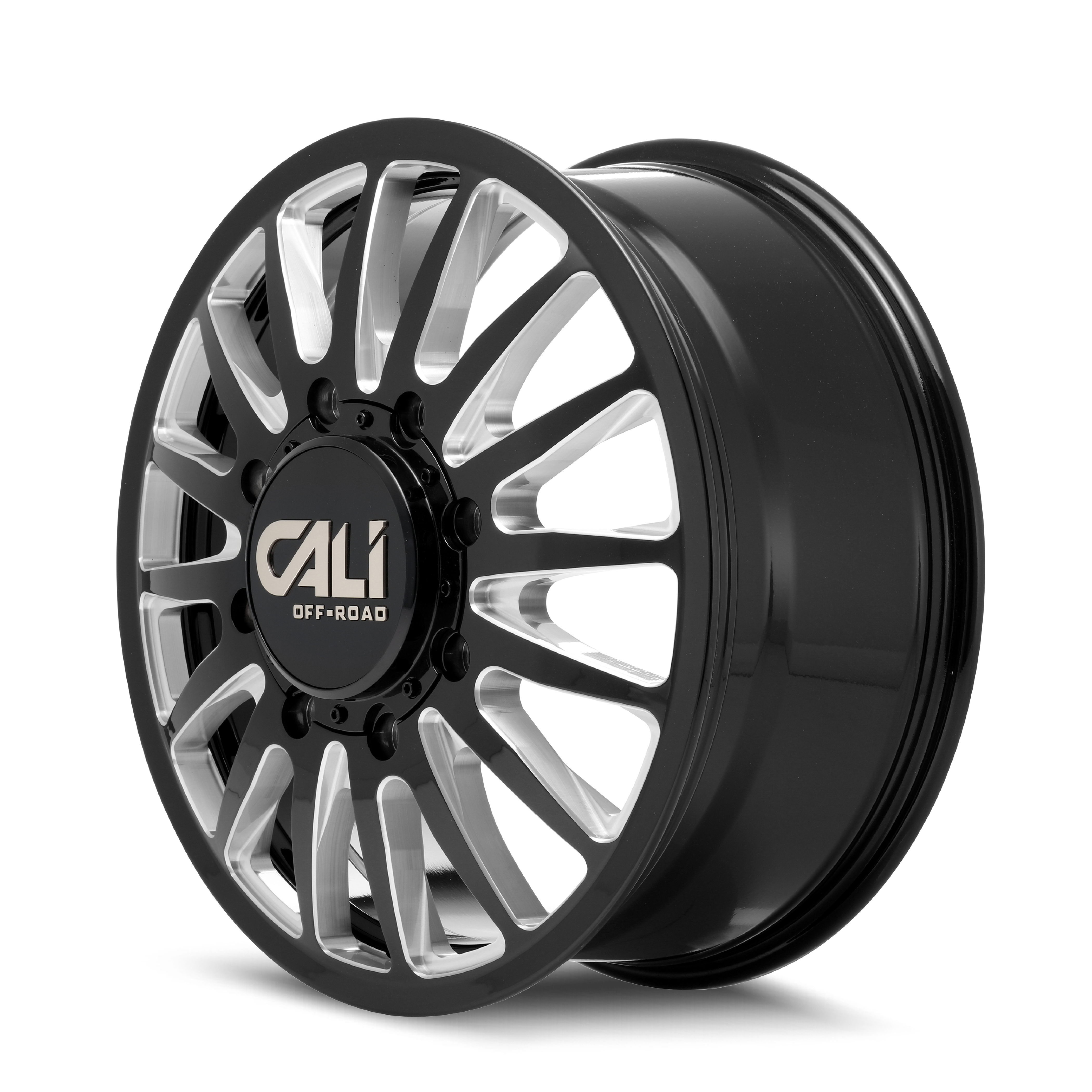 CALI OFF-ROAD CALI OFF-ROAD SUMMIT DUALLY REAR LIFTED 9110 GLOSS BLACK MILLED 20X8.25 8-200 -232MM 142MM