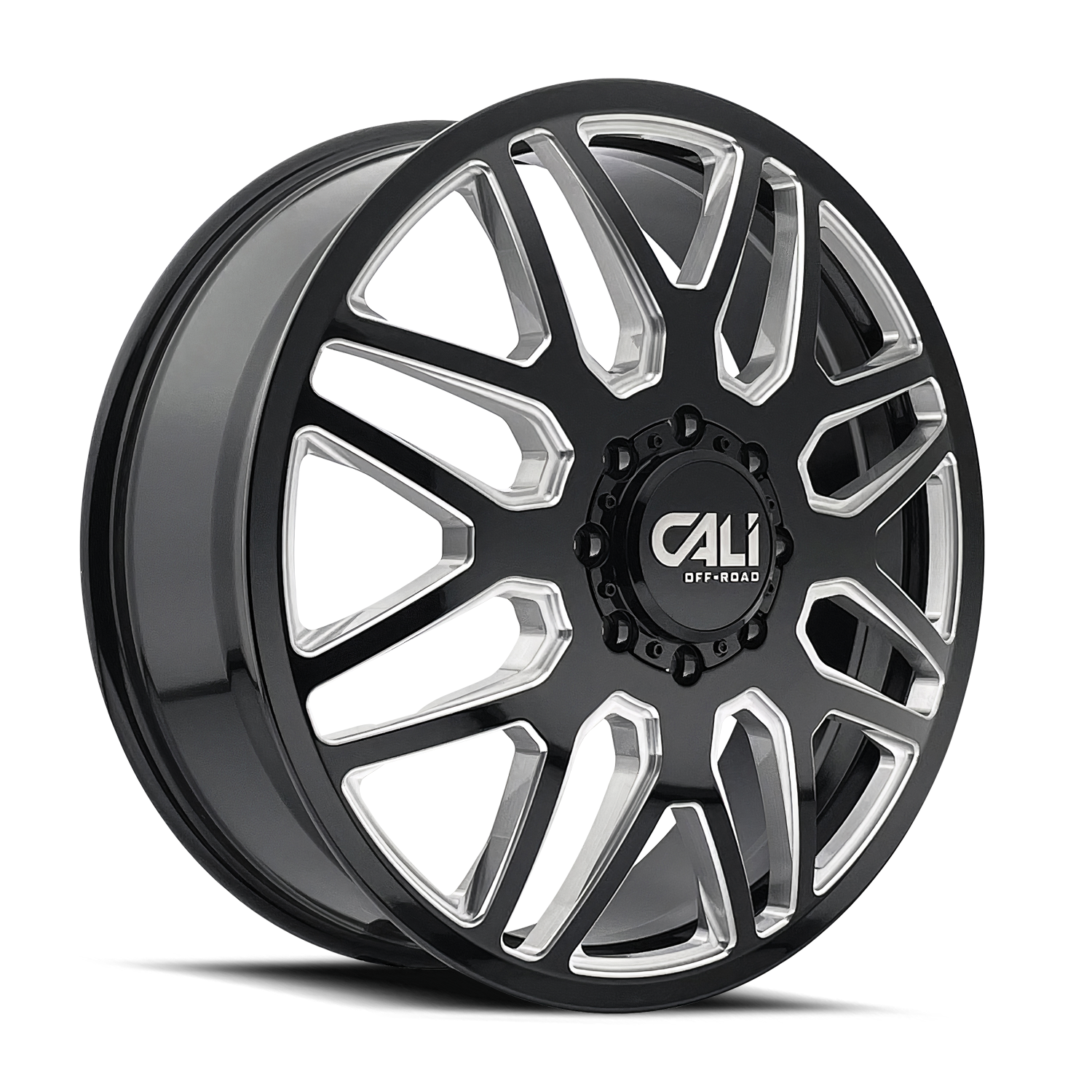 CALI OFF-ROAD CALI OFF-ROAD-OFFROAD INVADER DUALLY 9115D GLOSS BLACK MILLED 22X8.25 8-210 -192MM 154.2MM