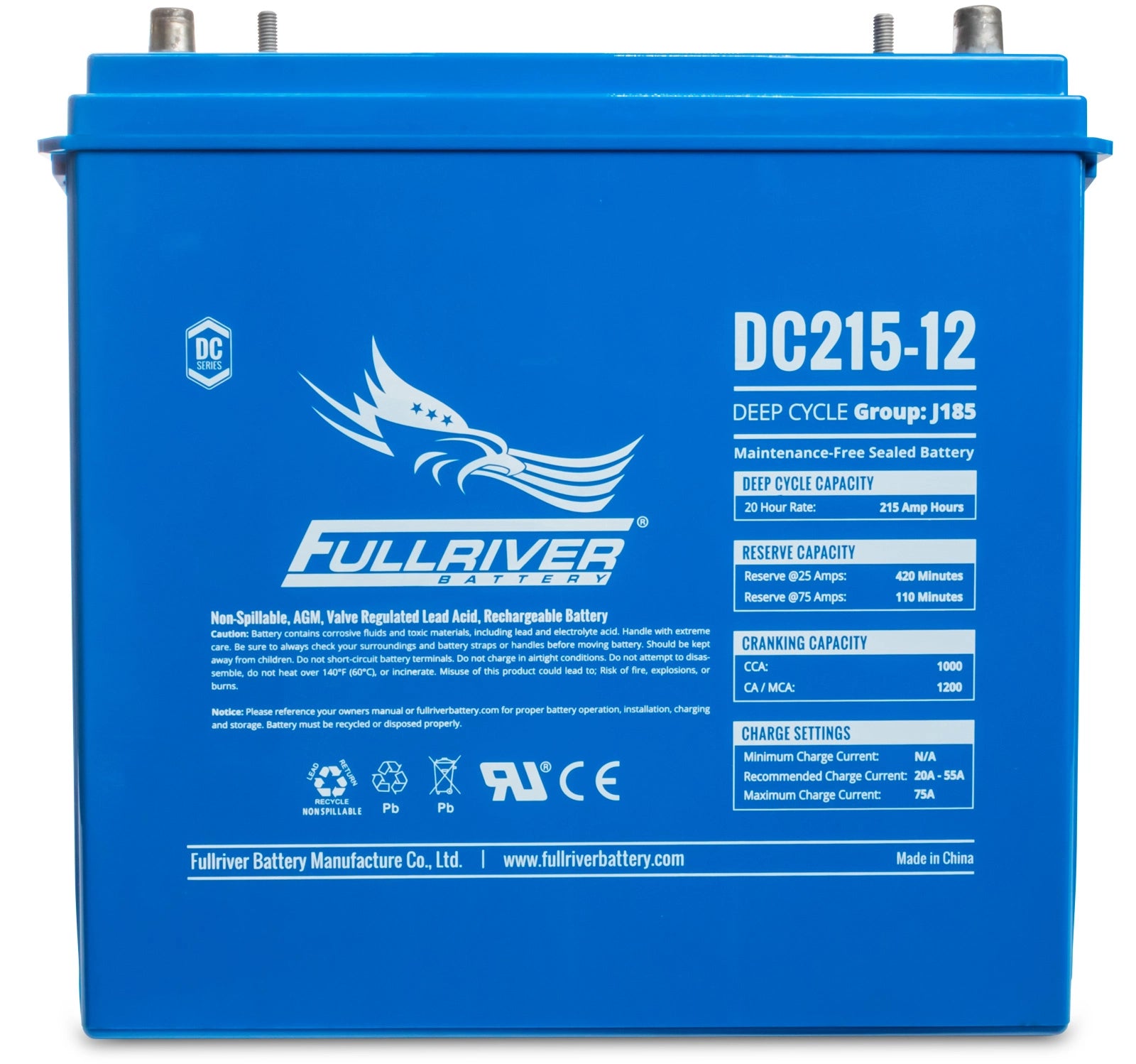 DC Series DC215-12 AGM battery from Fullriver Battery