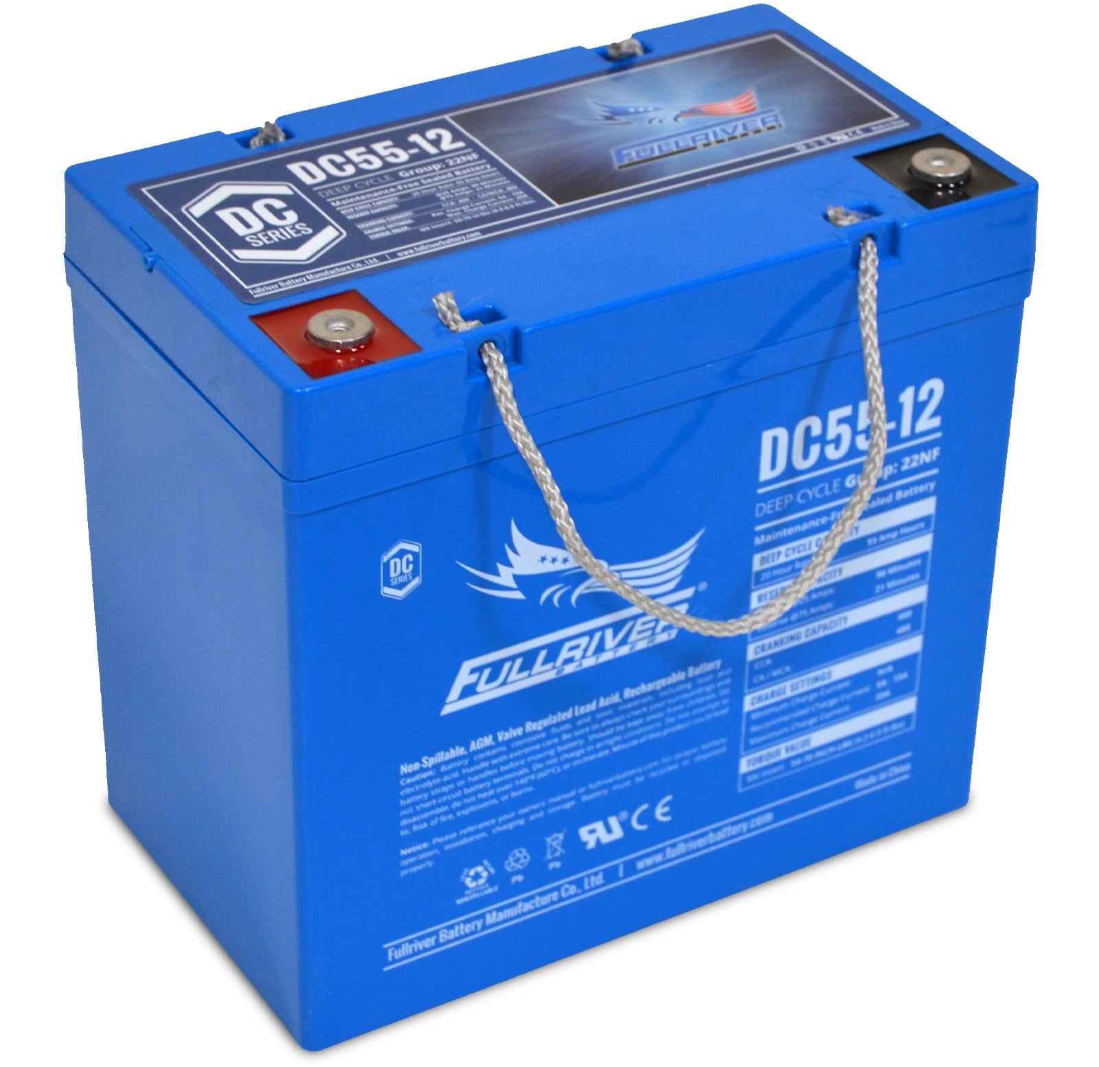 Fullriver DC55-12 DC Series Premium Deep Cycle AGM Battery – 12V, 55Ah, maintenance-free reliable deep-cycle performance