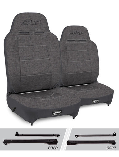 Enduro High Back Reclining Suspension Seats Kit for Jeep Wrangler CJ7/YJ (Pair), Gray