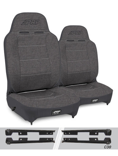 Enduro High Back Reclining Suspension Seats Kit for Jeep Wrangler JK/JKU (Pair), Gray