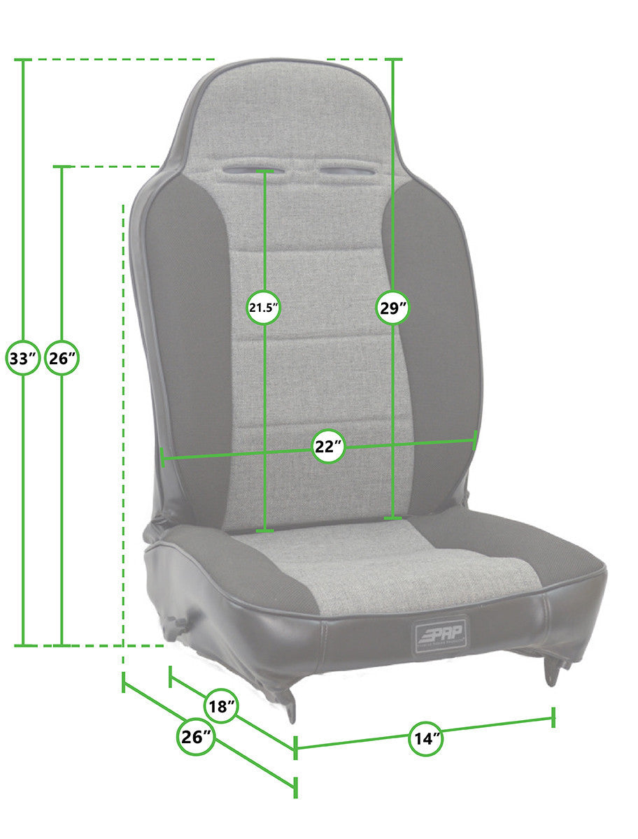 Enduro High Back Reclining Suspension Seat, Driver Side; Black and