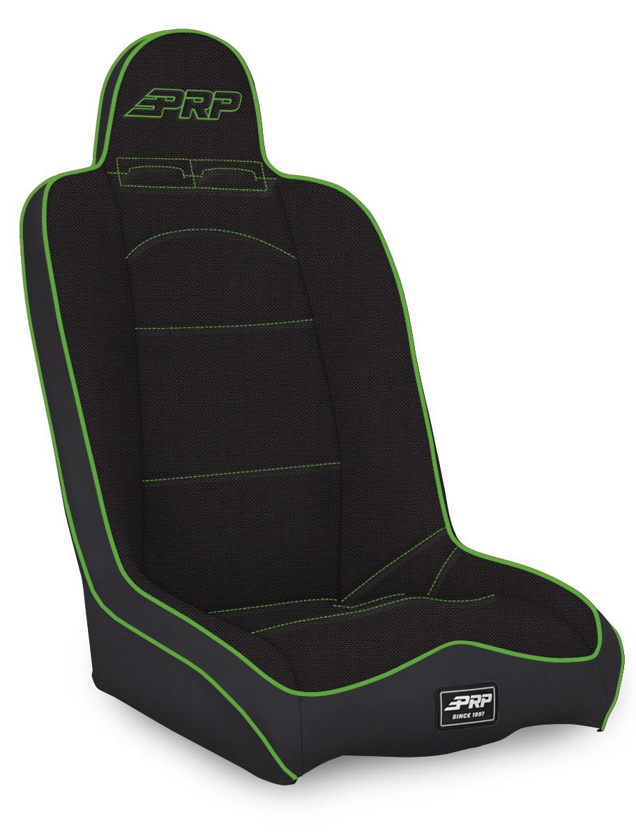 Daily Driver High Back Suspension Seat; Black & Green Tweed
