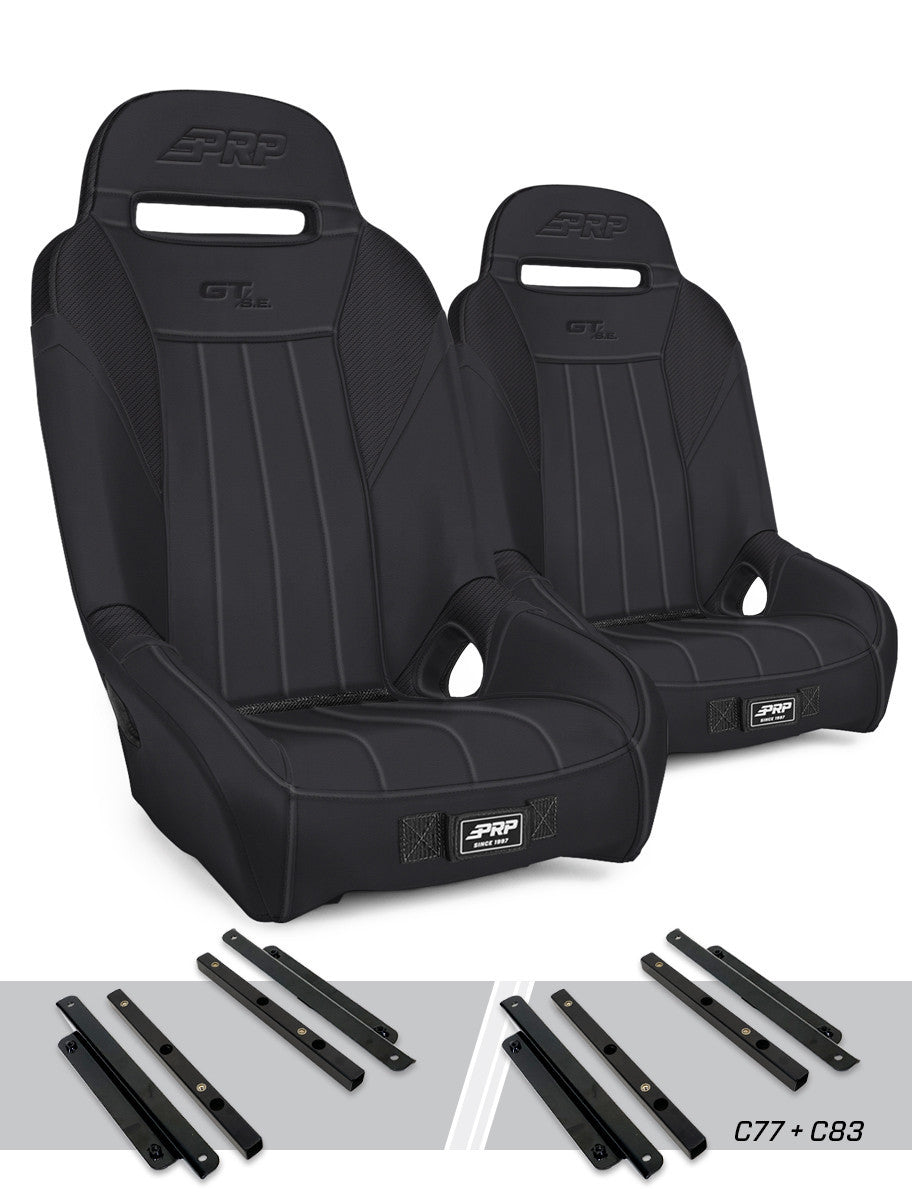 GT/S.E. Suspension Seats Kit for Polaris General, RZR S 900, 900 Trail, Trail, XP 1000, Turbo, Turbo S (Pair), Black