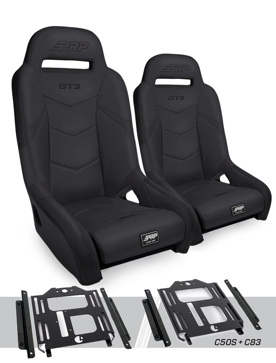 GT3 Suspension Seats Kit for Polaris RZR 570, 800, 900 (Pair), Black