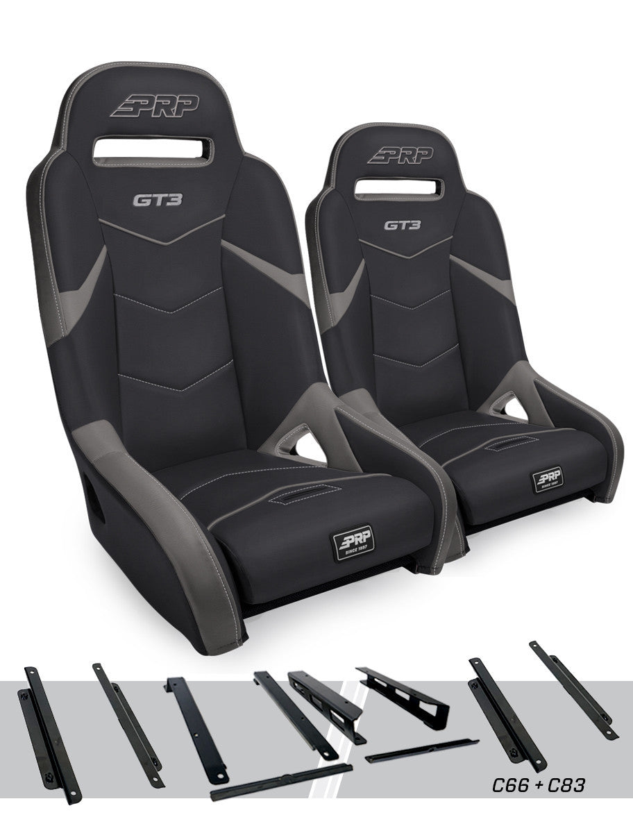 GT3 Suspension Seats Kit for Honda Talon (Pair), Black & Gray