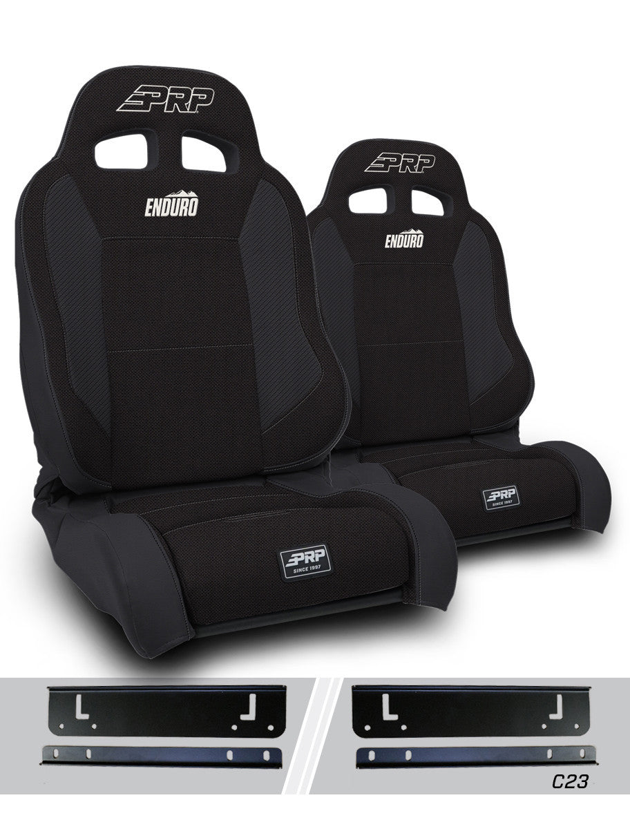 EnduroTrek Reclining Suspension Seats Kit for 97-02 Jeep Wrangler TJ (Pair), Black