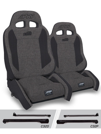 EnduroCrawl Reclining Suspension Seats Kit for Jeep Wrangler CJ7/YJ (Pair), Gray