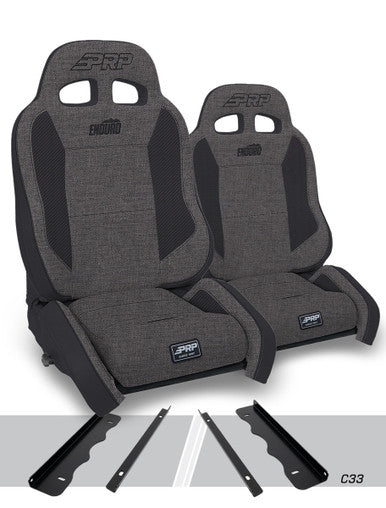 EnduroCrawl Reclining Suspension Seats Kit for 95-01 Jeep Cherokee XJ (Pair), Gray