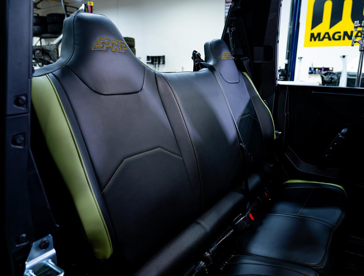 Rear Bench Seat Covers for Polaris XPEDITION, Black with Red Stitch