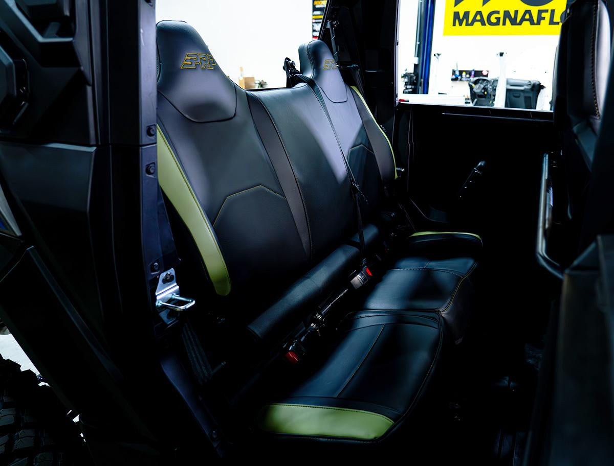 Rear Bench Seat Covers for Polaris XPEDITION, Black with Red Stitch