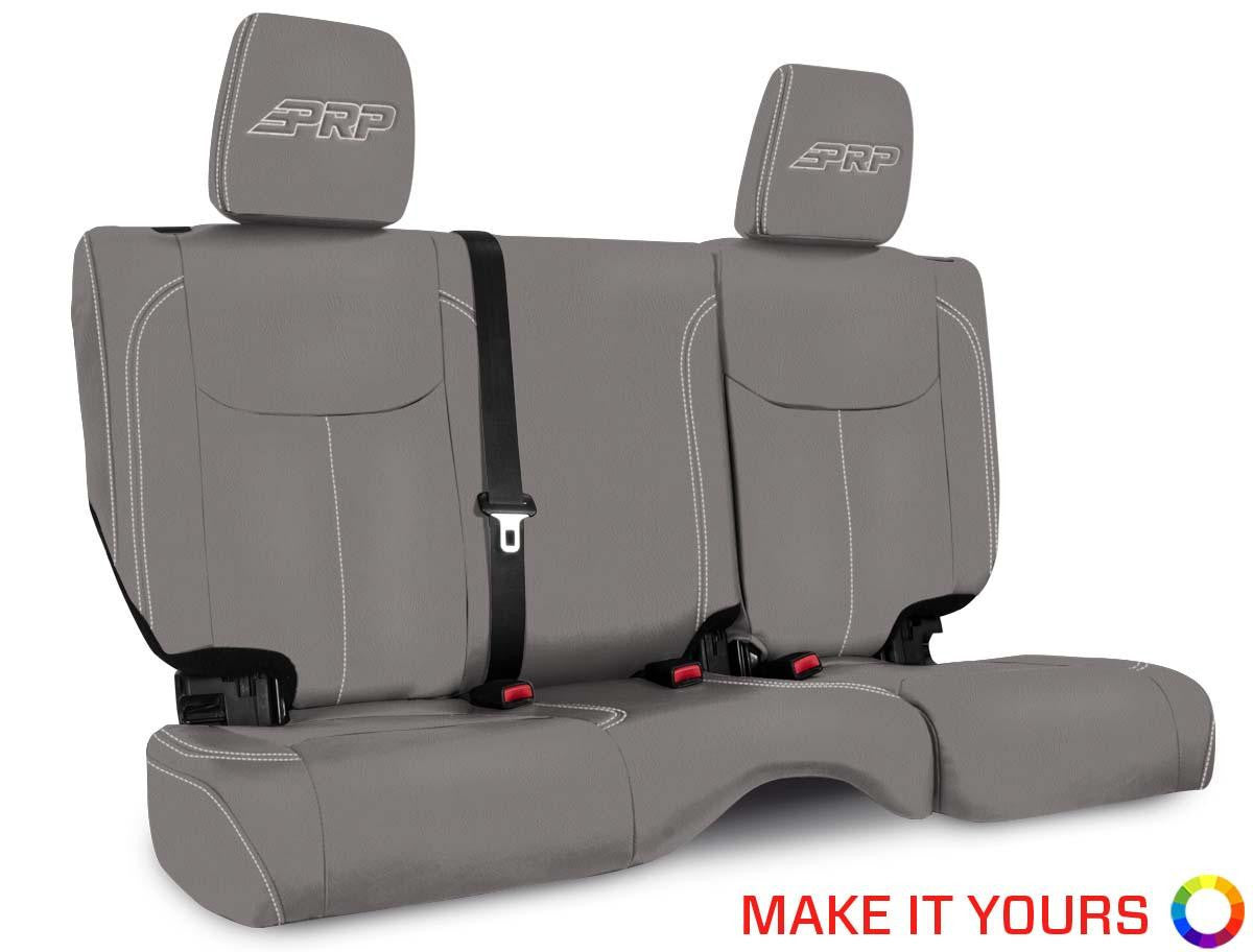 Rear Seat Cover for '13–'18 Jeep Wrangler JK, 2 door - Black with Red Stitching