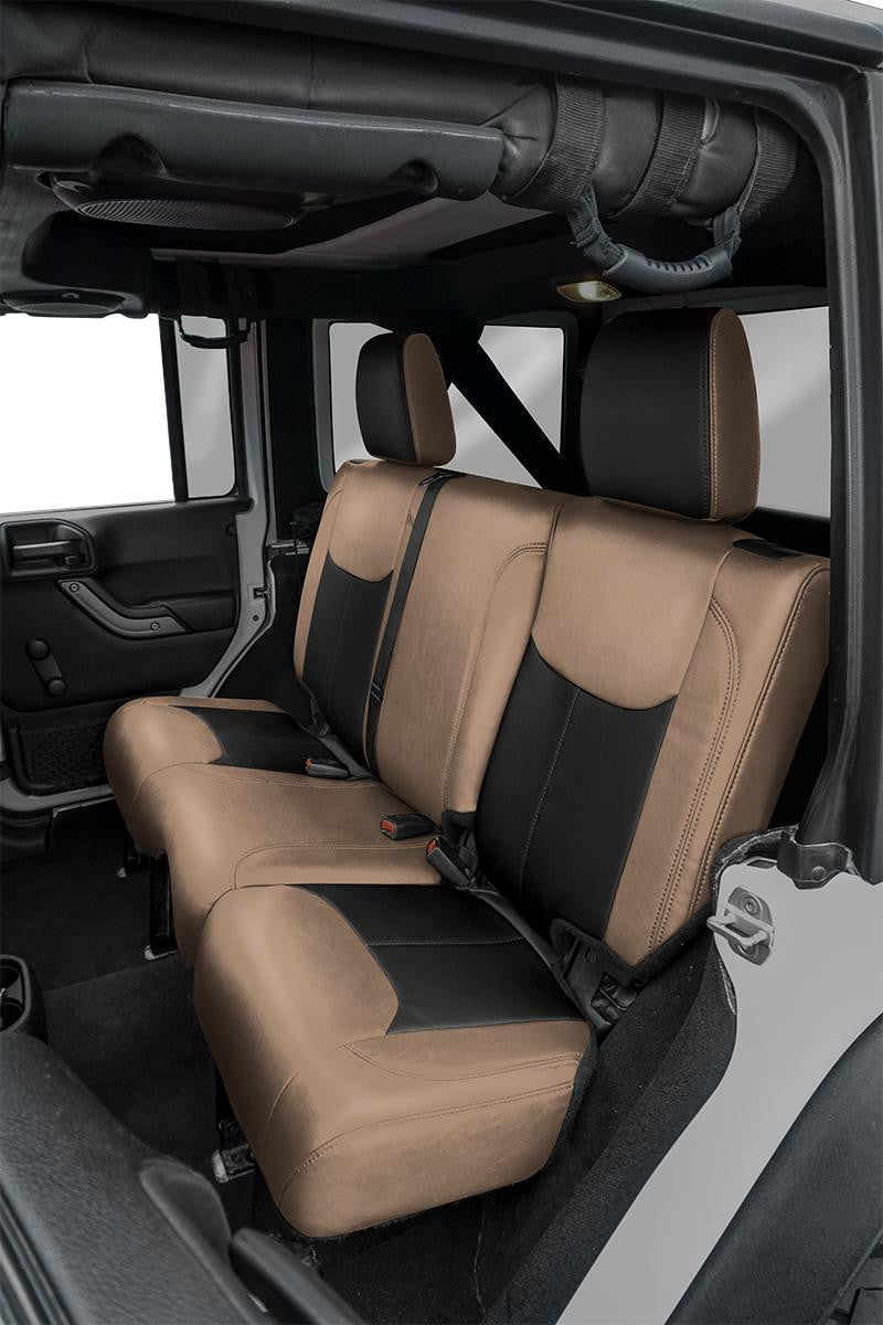 Rear Seat Cover for '13–'18 Jeep Wrangler JKU, 4 door - Black with Red Stitching