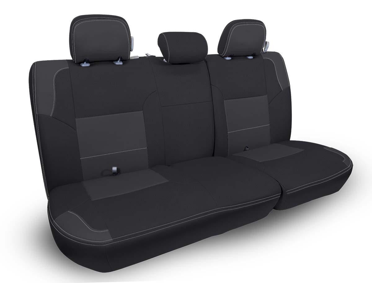 Rear Bench Cover for '12-'15 Toyota Tacoma Double Cab - Black with Red Stitching