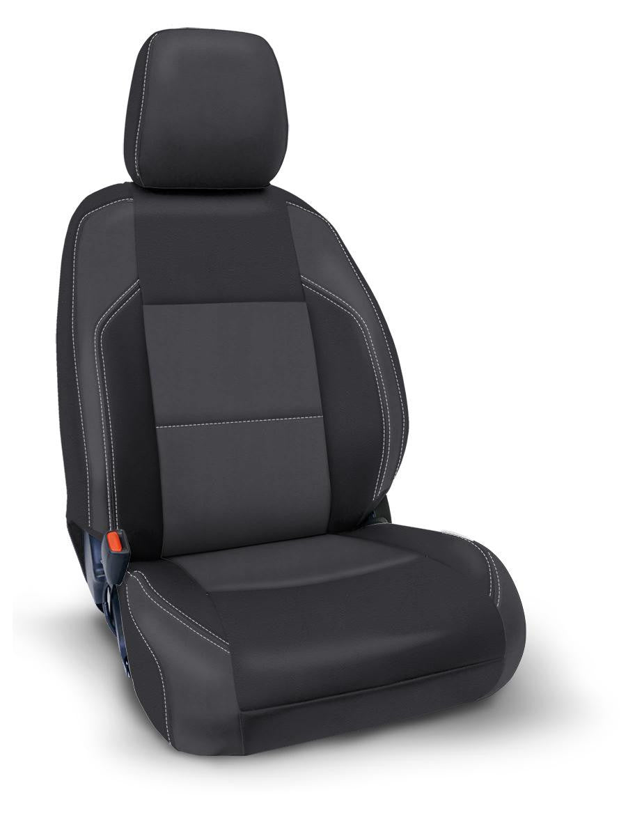 Front Seat Covers for 2016-2023 Toyota Tacoma with Manual Seat Adjusters (Pair) - Black with Red Stitching