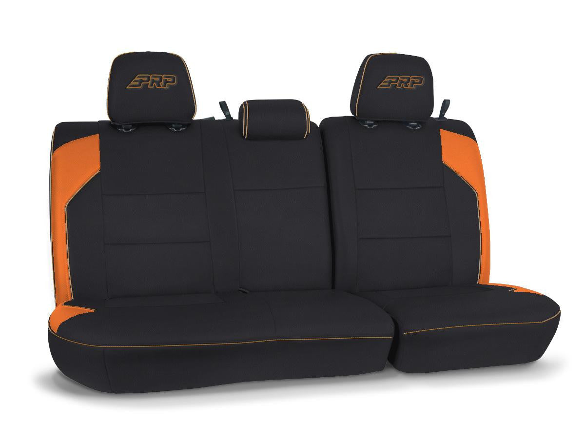 Rear Bench Cover for 2016-2023 Toyota Tacoma Double Cab - Black with Red Stitching