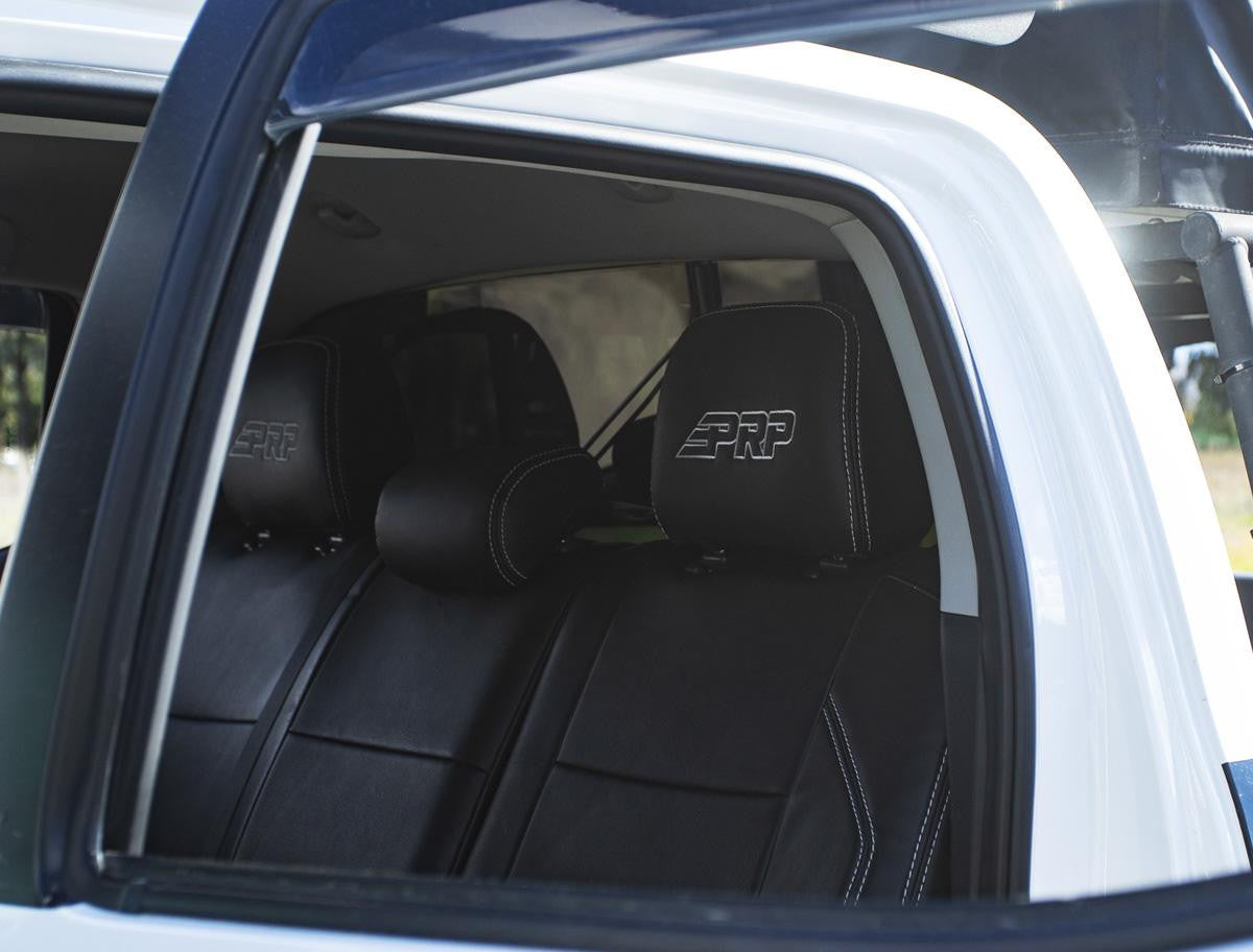 Rear Bench Cover for 2016-2023 Toyota Tacoma Double Cab - Black with Red Stitching