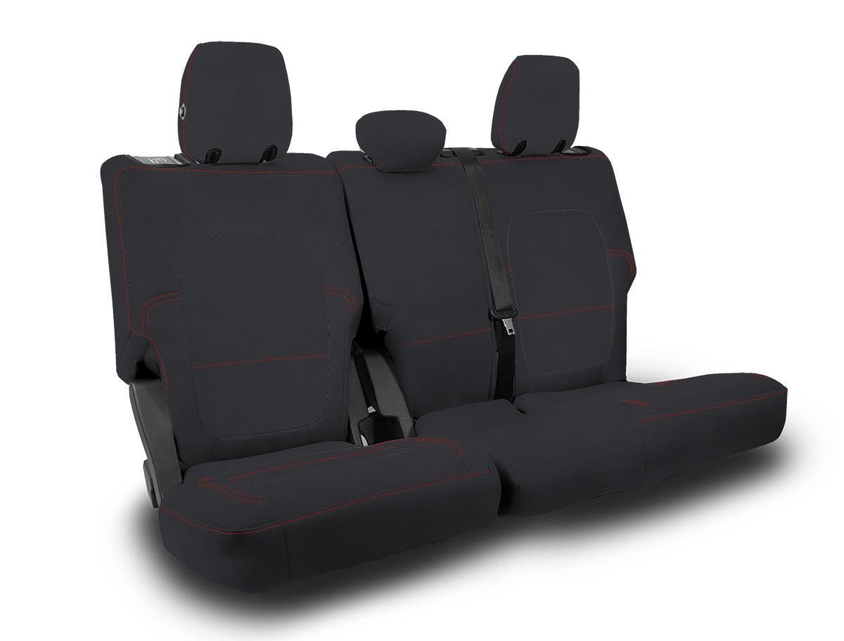 Rear Bench Covers for 2021+ Ford Bronco, 4 Door - Black with Red Stitching