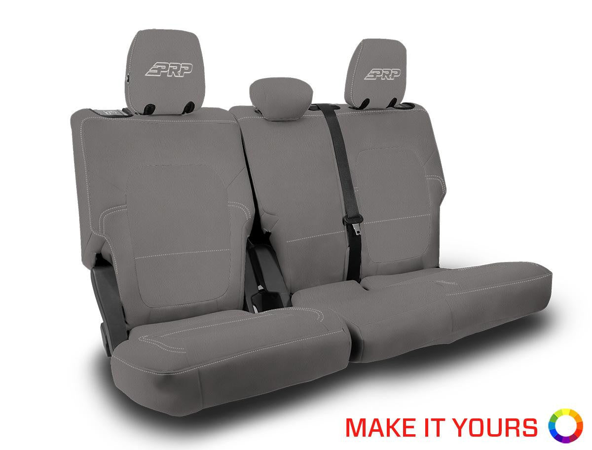 Rear Bench Covers for 2021+ Ford Bronco, 4 Door - Black with Red Stitching