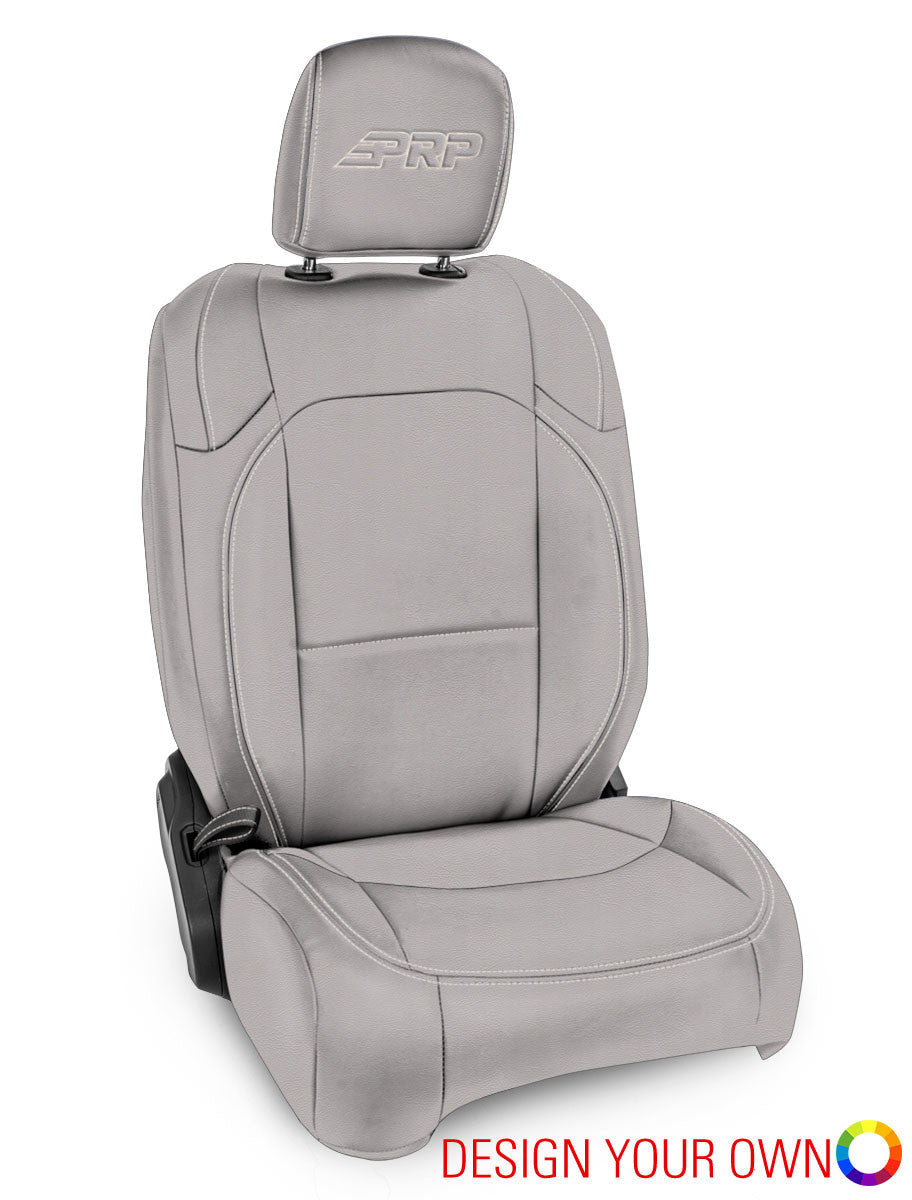 Front Seat Covers for Jeep Wrangler JLU, 4 door; Jeep Gladiator JT; with Pocket Back (Pair) - Custom