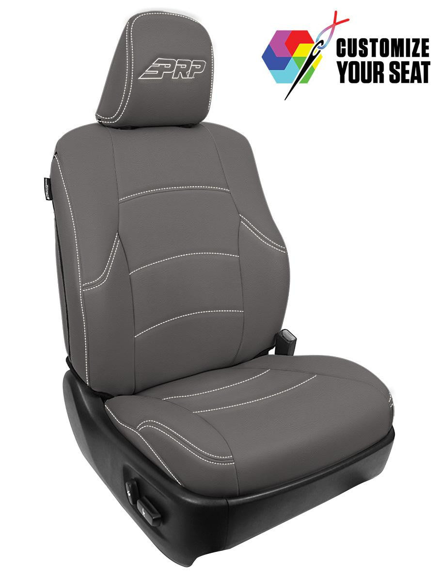 Front Seat Covers for 2011-2024 Toyota 4Runner (Pair) - Black with Red Stitching