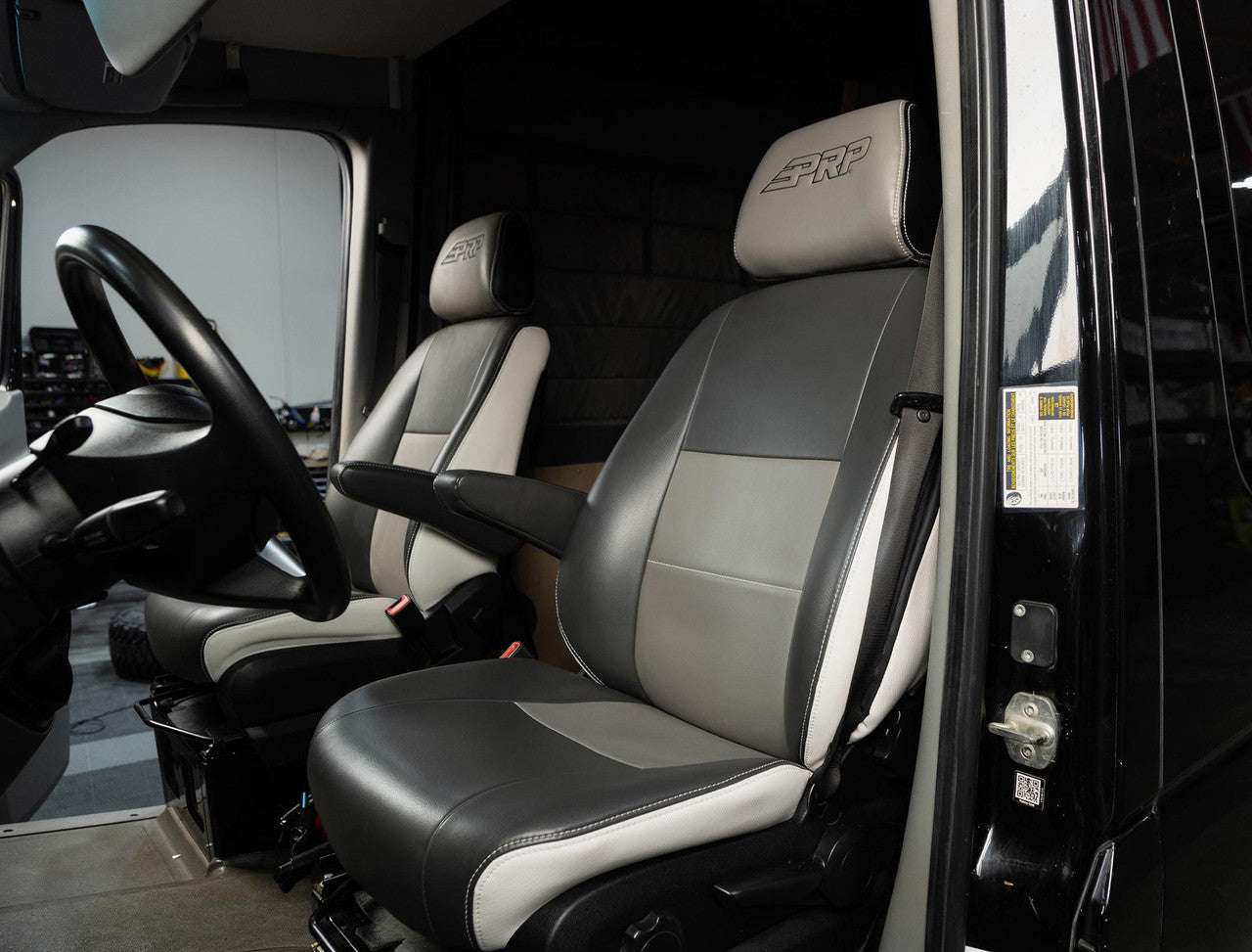 Front Seat Covers for 2006-2018 Mercedes Sprinter Van (Pair) - All Black