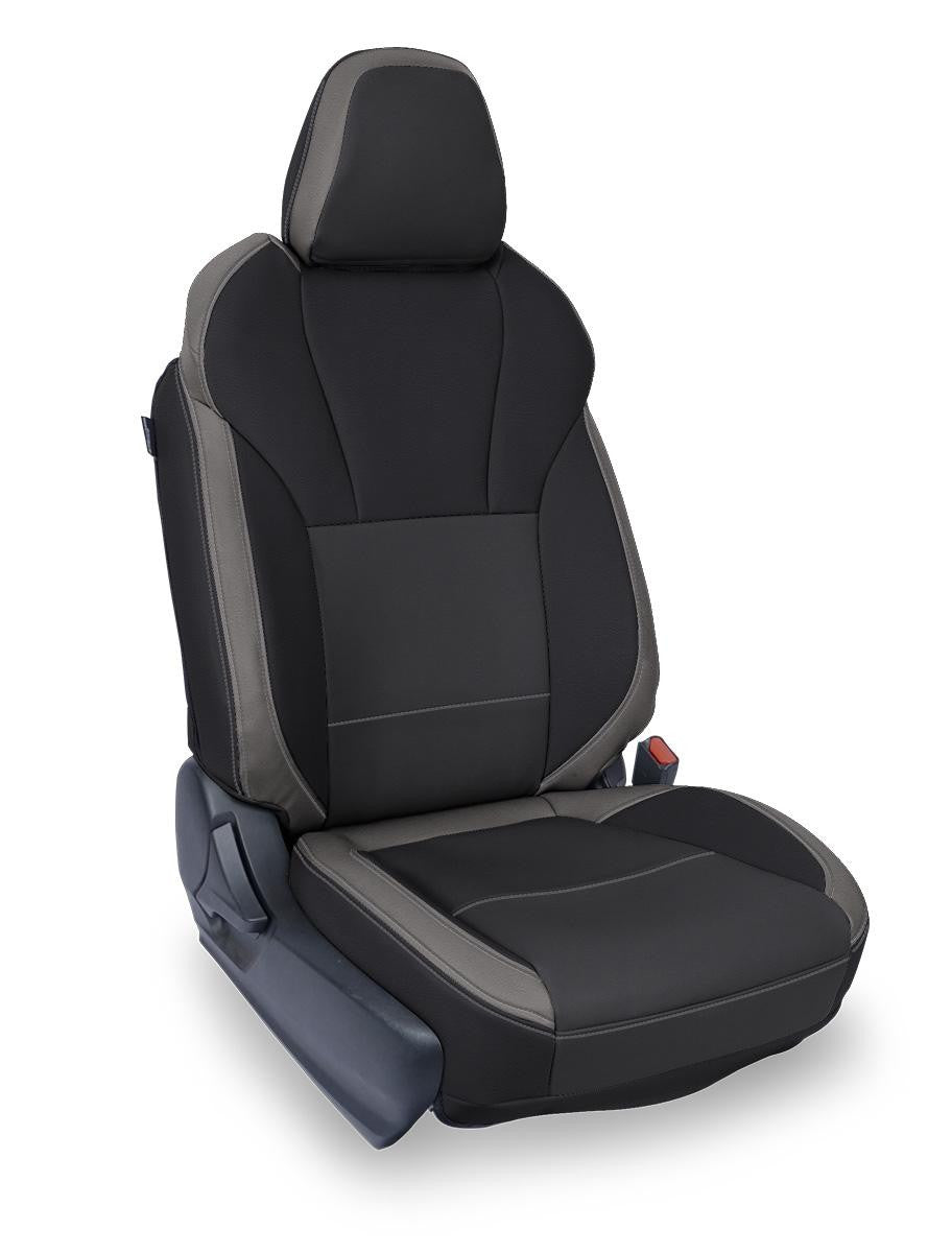 Front Seat Covers for 2018-2023 Subaru Crosstrek (Pair) - Black with Red Stitch