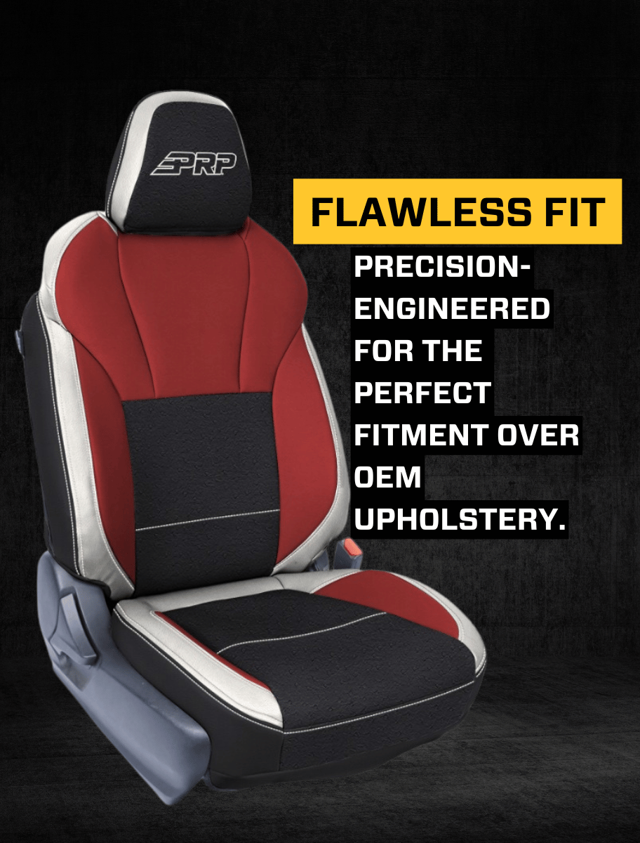Front Seat Covers for 2018-2023 Subaru Crosstrek (Pair) - Black with Red Stitch