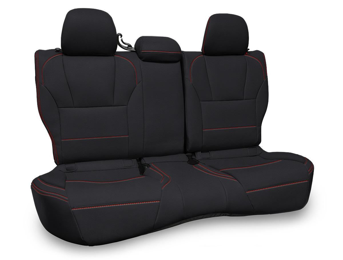Rear Bench Seat Cover for 2018-2023 Subaru Crosstrek - Black with Red Stitch